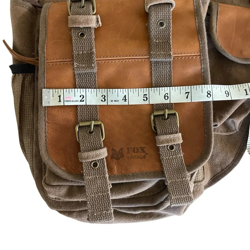 Fox Outdoor Retro Messenger Bag Brown Canvas Leather Trim Shoulder Bag Cargo